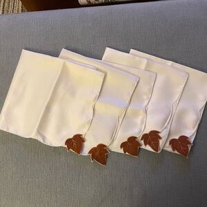 Napkins Cloth Leaf Cream Brown - 5 in set
